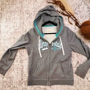 Aeropostale Grey zip-up hoodie (only) size: LARGE